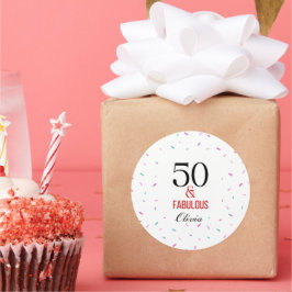 50と素晴らしい誕生日パーティカラフル紙吹雪 ラウンドシール