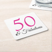 50と素晴らしい誕生日パーティコースター スクエアペーパーコースター (アングル)