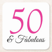 50と素晴らしい誕生日パーティコースター スクエアペーパーコースター (正面)
