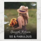 50と素晴らしい誕生日パーティフォトモノグラム名 ワインラベル (シングルラベル)