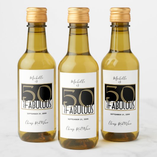 50と素晴らしい誕生日パーティブラック金ゴールド ワインラベル (ボトル)