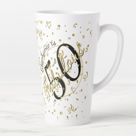 50と素晴らしい誕生日パーティブラック/金ゴールドおもしろい50th カフェラテマグ (右)