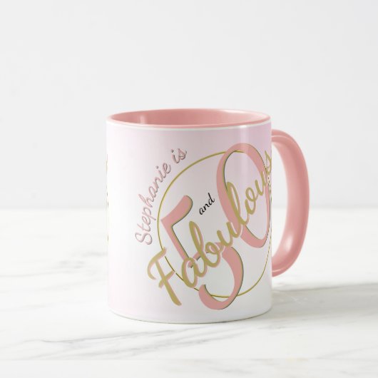 50と素晴らしい誕生日パーティブラック/金ゴールドおもしろい50th マグカップ (正面右)