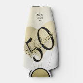 50と素晴らしい誕生日パーティブラック/金ゴールド50thおもしろい ボトルクーラー (正面)