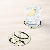 50と素晴らしい誕生日パーティブラック/金ゴールド ラウンドペーパーコースター (インサイチュ)