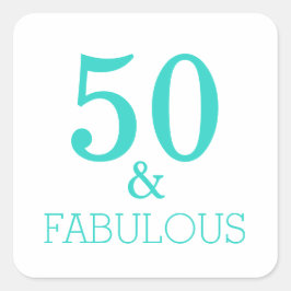50と素晴らしい誕生日パーティホワイトターコイズ スクエアシール