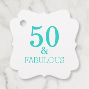 50と素晴らしい誕生日パーティホワイトターコイズ フェイバータグ