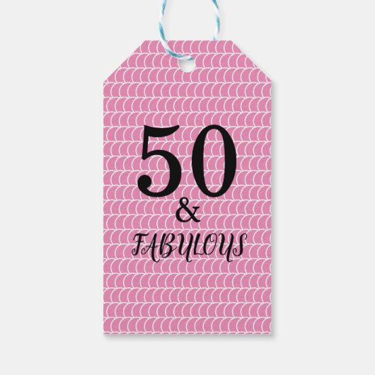 50と素晴らしい誕生日パーティマーメイドピンクブラック ギフトタグ (裏面)