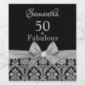 50と素晴らしい誕生日パーティーのモノグラムの名前ワイン ワインラベル (シングルラベル)