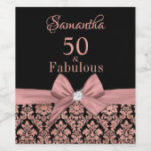 50と素晴らしい誕生日パーティーのモノグラムの名前ワイン ワインラベル (シングルラベル)