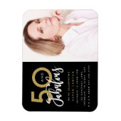 50と素晴らしい誕生日パーティーの写真の招待状 マグネット (縦)