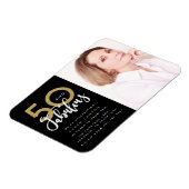 50と素晴らしい誕生日パーティーの写真の招待状 マグネット (左側)