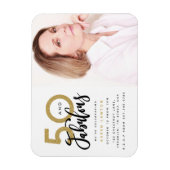 50と素晴らしい誕生日パーティーの写真の招待状 マグネット (縦)