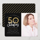 50と素晴らしい誕生日パーティーの写真の招待状 招待状 (正面/裏面)