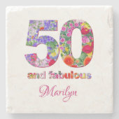 50と素晴らしい誕生日パーティーの石コースター ストーンコースター (正面)