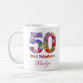 50と素晴らしい誕生日パーティーコーヒモダンーマグ コーヒーマグカップ (左)