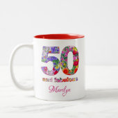 50と素晴らしい誕生日パーティーコーヒモダンーマグ ツートーンマグカップ (左)