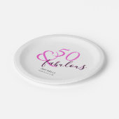 50と素晴らしい誕生日パーティーピンクグリッター ガーリー ペーパープレート (アングル)