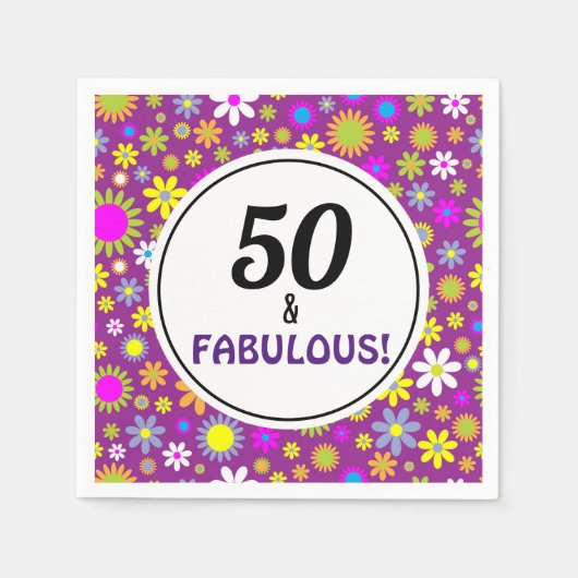 50と素晴らしい誕生日パーティー紙ナプキンス スタンダードカクテルナプキン (正面)