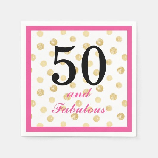 50と素晴らしい誕生日パーティー紙ナプキン スタンダードカクテルナプキン (正面)