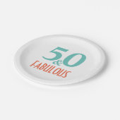 50と素晴らしい誕生日パーティー ペーパープレート (アングル)
