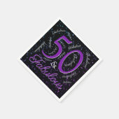 50と素晴らしい誕生日パープルブラックエレガント スタンダードカクテルナプキン (角)