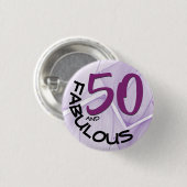 50と素晴らしい誕生日パープルブラックタイポグラフィ 缶バッジ (正面&裏面)