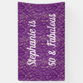 50と素晴らしい誕生日パープルホワイト金ゴールド エレガント 横断幕 (縦)