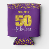 50と素晴らしい誕生日パープル金ゴールドグリッター点 缶クーラー (正面)