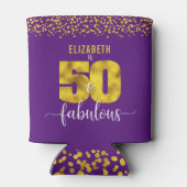 50と素晴らしい誕生日パープル金ゴールドグリッター点 缶クーラー (裏面)