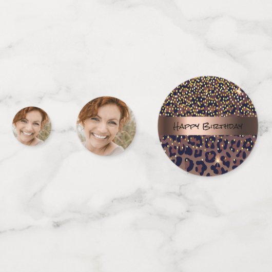 50と素晴らしい誕生日ヒョウ柄のガラス名 コンフェッティ (裏面)