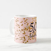 50と素晴らしい誕生日ピンクと神の紙吹雪 コーヒーマグカップ (正面左)