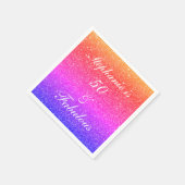 50と素晴らしい誕生日ピンクグリッター カラフル スタンダードカクテルナプキン (角)