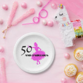 50と素晴らしい誕生日ピンクダンサーパーティーナプキンス ペーパープレート (パーティー)