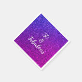 50と素晴らしい誕生日ピンクパープルグリッターシック スタンダードカクテルナプキン (角)