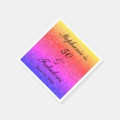 50と素晴らしい誕生日ピンクパープルグリッターブラック スタンダードカクテルナプキン (角)