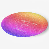 50と素晴らしい誕生日ピンクパープルグリッターホワイト ペーパープレート (アングル)