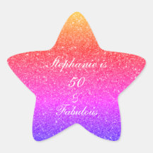 50と素晴らしい誕生日ピンクパープルグリッターホワイト