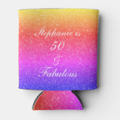50と素晴らしい誕生日ピンクパープルグリッターホワイト 缶クーラー (正面)