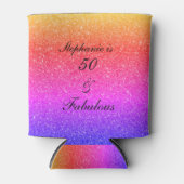 50と素晴らしい誕生日ピンクパープルグリッター2020 缶クーラー (正面)