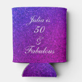 50と素晴らしい誕生日ピンクパープルグリッター グラデーション 缶クーラー (裏面)