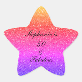 50と素晴らしい誕生日ピンクブラックパープルグリッター 星シール