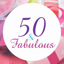 50と素晴らしい誕生日ピンクブルーパープル ラウンドペーパーコースター
