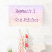 50と素晴らしい誕生日ピンクホワイトパープルグラデーション 横断幕 (インサイチュ)