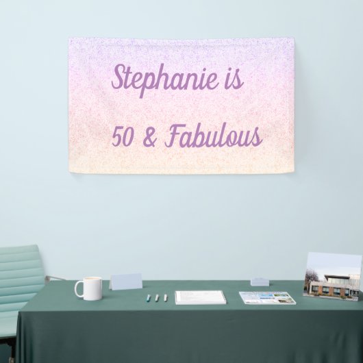 50と素晴らしい誕生日ピンクホワイトパープルグラデーション 横断幕 (トレードショー)