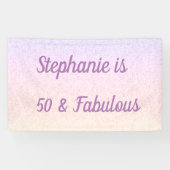50と素晴らしい誕生日ピンクホワイトパープルグラデーション 横断幕 (横)