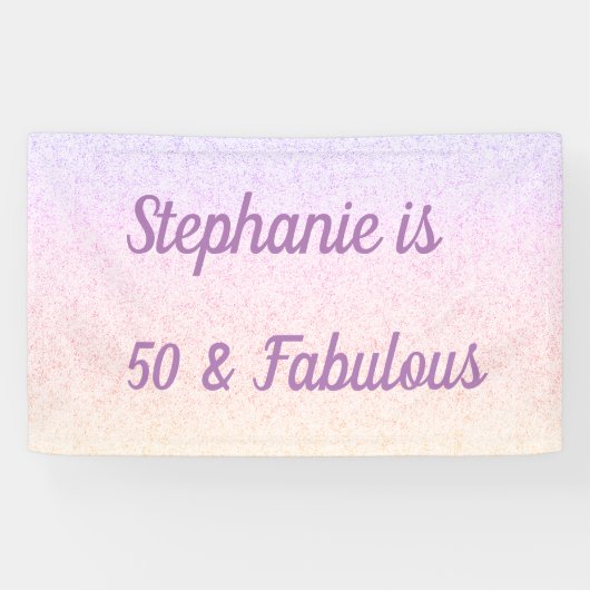 50と素晴らしい誕生日ピンクホワイトパープルグラデーション 横断幕 (横)
