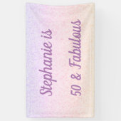 50と素晴らしい誕生日ピンクホワイトパープルグラデーション 横断幕 (縦)