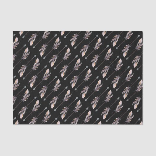 50と素晴らしい誕生日ピンクボホフェザーズブラック 薄葉紙 (正面)