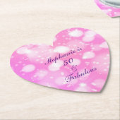 50と素晴らしい誕生日ピンクローズパープルキラキラ ペーパーコースター (アングル)